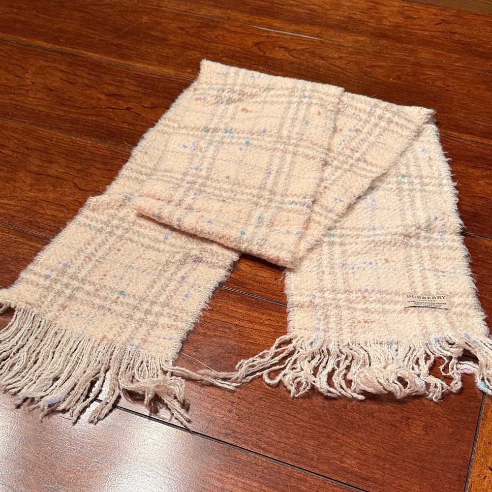 Burberry Beige Checkered Wool Scarf